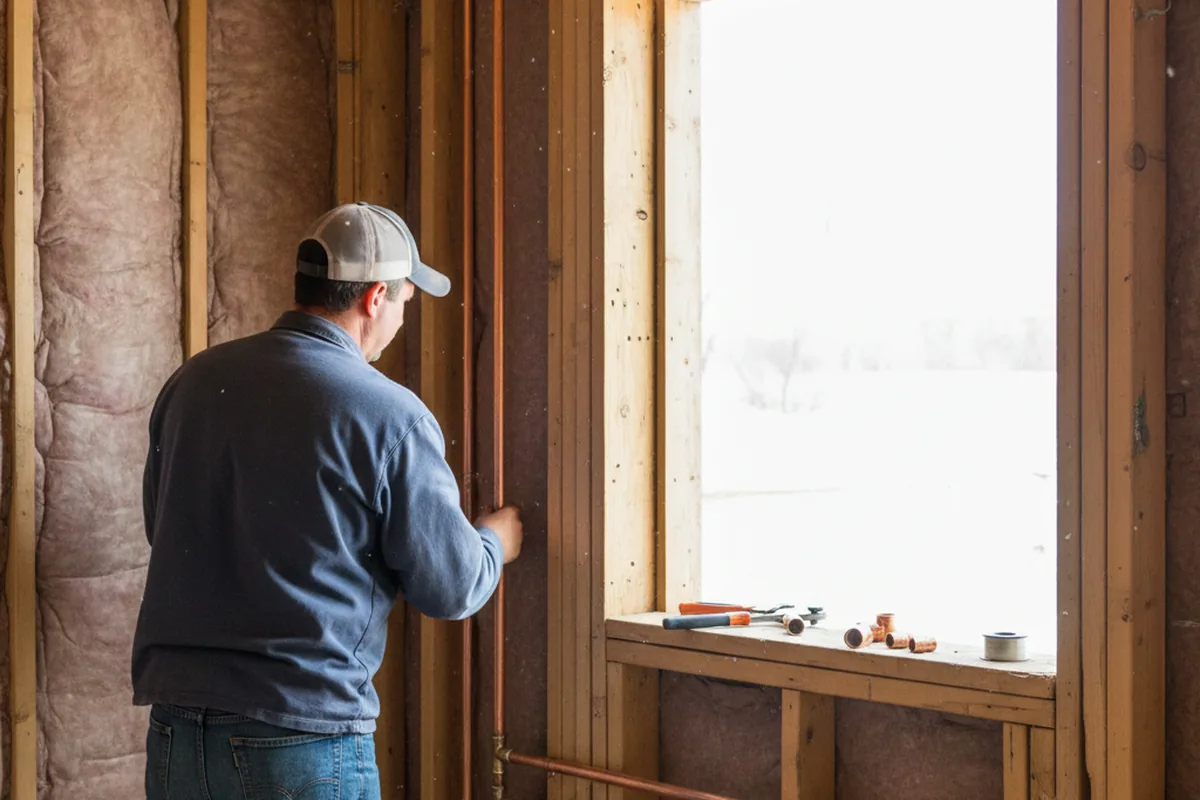 Licensed plumber running new copper supply lines in a College Place home