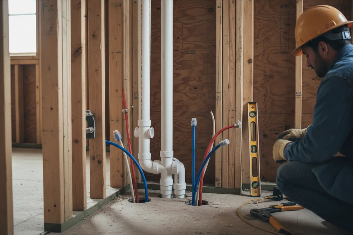 Drain and supply rough-in during Leak Detection in College Place